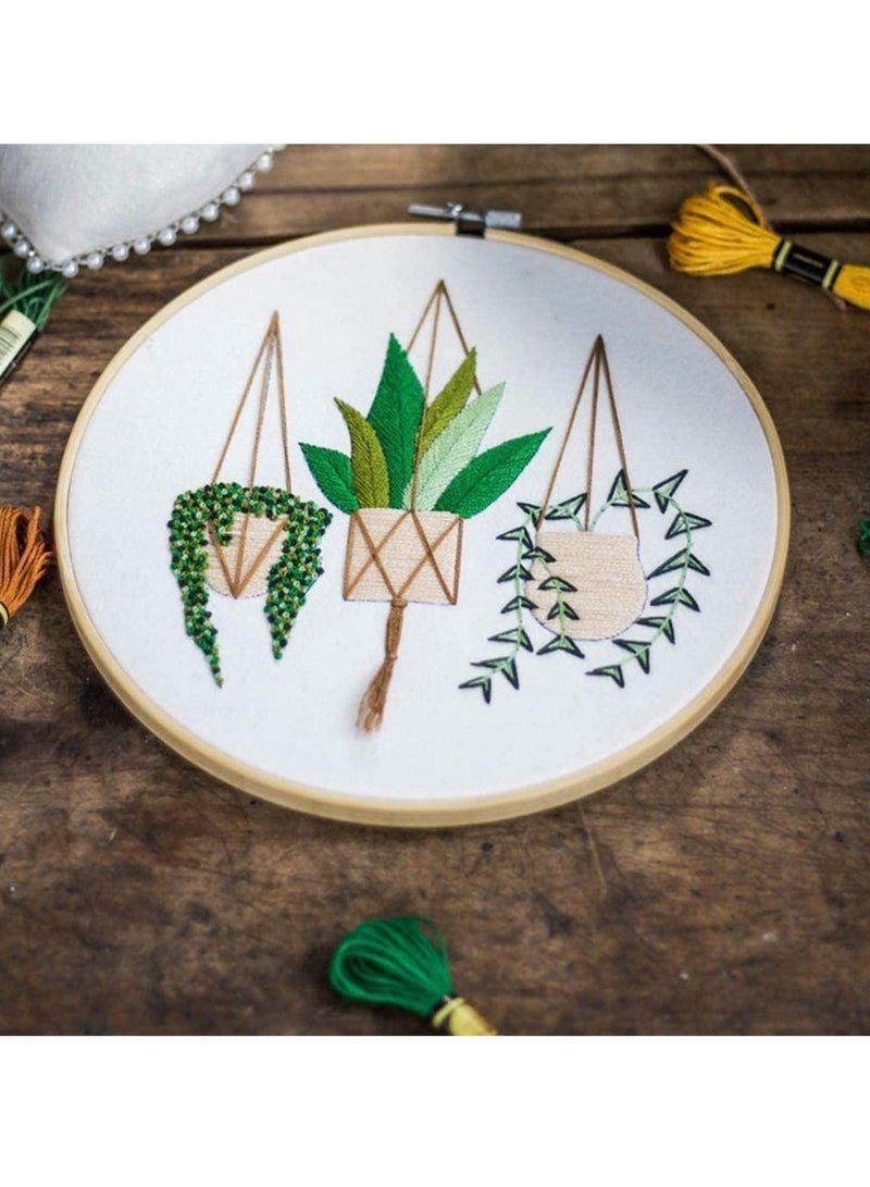 SYOSI Comprehensive Embroidery Starter Kit with Floral Patterns, Includes 3 Plastic Hoops, Colorful Threads, and Essential Tools for Beginners - Image 5