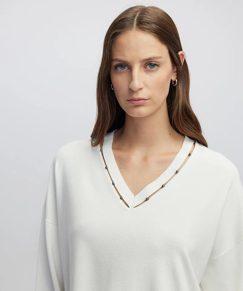 ابيكول Embellished Cutout Knit Sweater