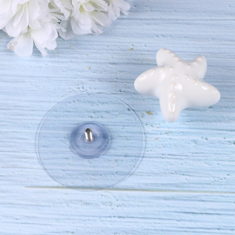 White Sea Shape Suction Cup Drawer Pull Handle No Drilling Cabinet Door Knob - Image 4