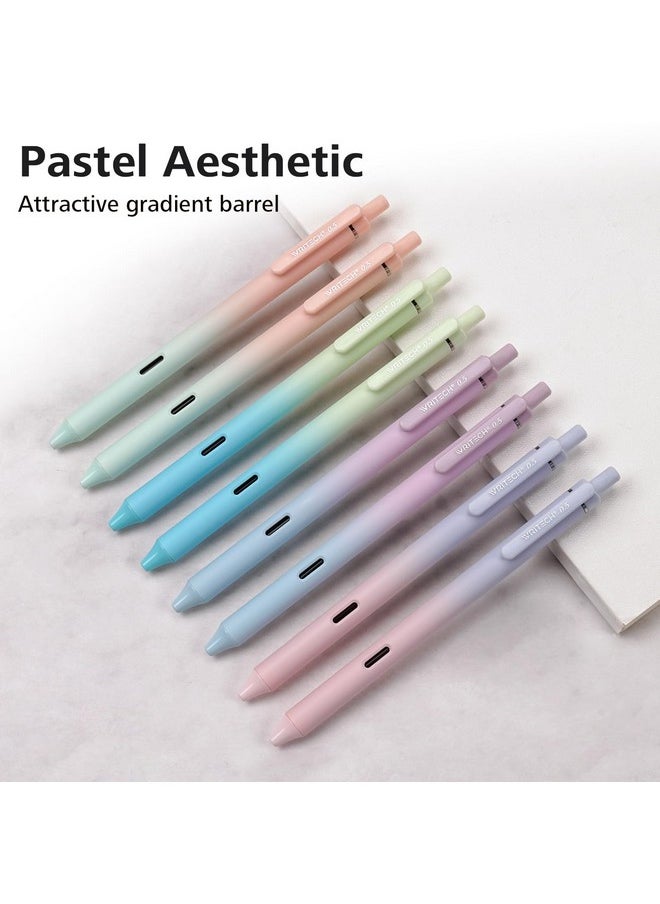 WRITECH Retractable Gel Ink Pens: 8Ct Black Ink 0.5Mm Fine Point Tip Pen Comfort Grip Smooth Writing With Aesthetic Gradient Color Barrel For Journaling Note Taking Sketching No Bleed & Smear  - Image 5