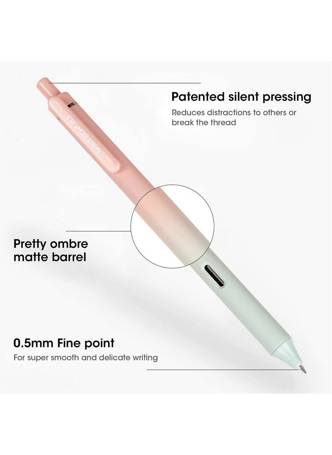 WRITECH Retractable Gel Ink Pens: 8Ct Black Ink 0.5Mm Fine Point Tip Pen Comfort Grip Smooth Writing With Aesthetic Gradient Color Barrel For Journaling Note Taking Sketching No Bleed & Smear  - Image 2
