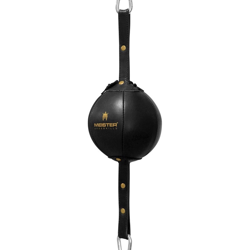 Meister SpeedKills DoubleEnd Leather Speed Bag wBungees Lightweight Latex Bladder Black Small 50 - Image 2