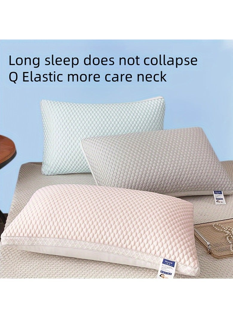 1pc Cooling Ice Fiber Cervical Pillow for Neck Relief & Deep Sleep - Breathable Massage Contour Pillow with Zipper Closure, Machine Washable, All-Season Home Decor for Bedroom & Living Room (Blue)  - Image 2