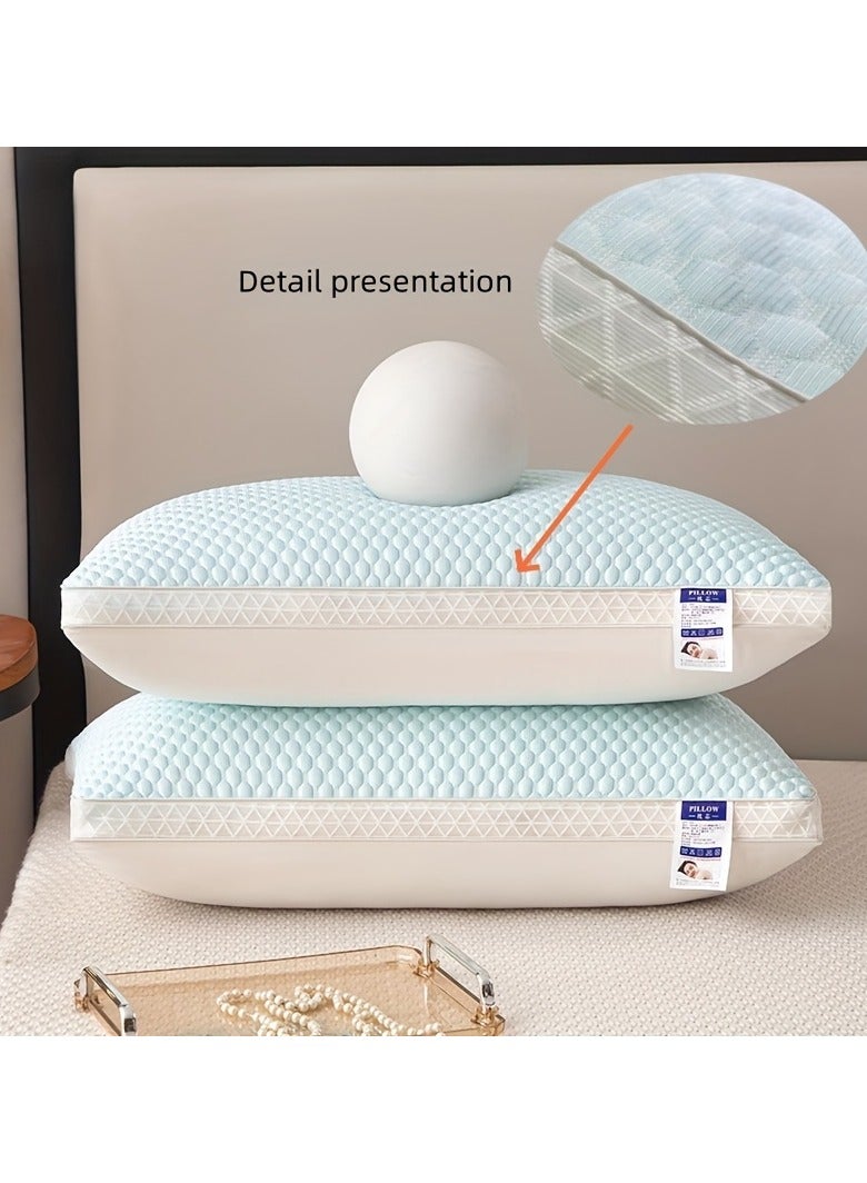 1pc Cooling Ice Fiber Cervical Pillow for Neck Relief & Deep Sleep - Breathable Massage Contour Pillow with Zipper Closure, Machine Washable, All-Season Home Decor for Bedroom & Living Room (Blue)  - Image 3