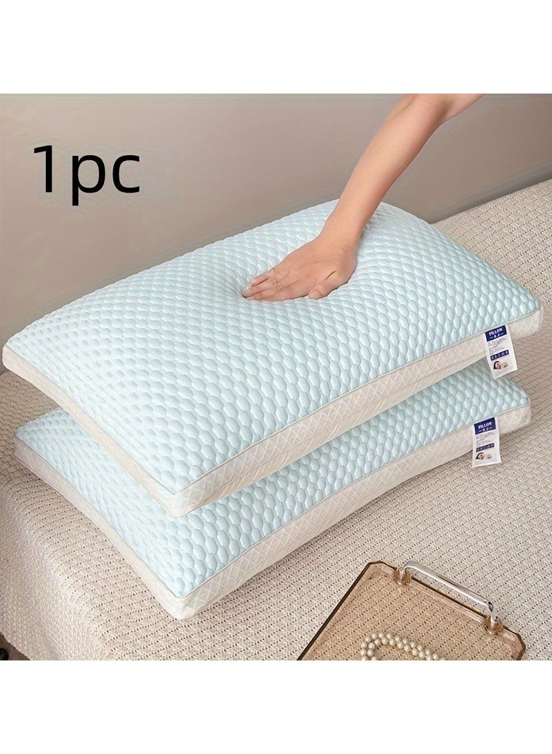 1pc Cooling Ice Fiber Cervical Pillow for Neck Relief & Deep Sleep - Breathable Massage Contour Pillow with Zipper Closure, Machine Washable, All-Season Home Decor for Bedroom & Living Room (Blue)  - Image 4