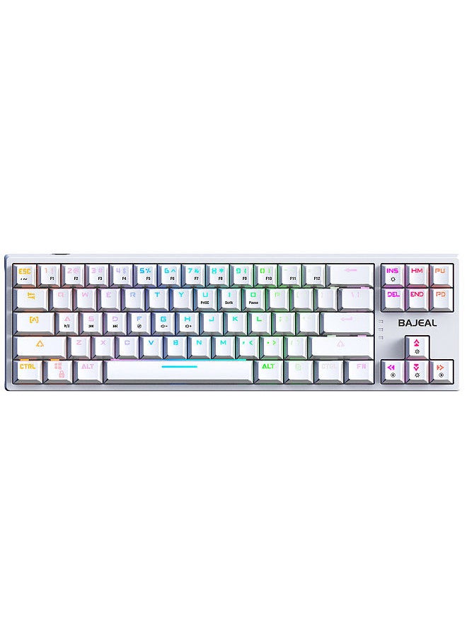 BAJEAL - K71 Wired Mechanical Keyboard 71 Keys Gaming Keyboard with RGB Light Effect Blue Switch Detachable Data Cable White - Image 1
