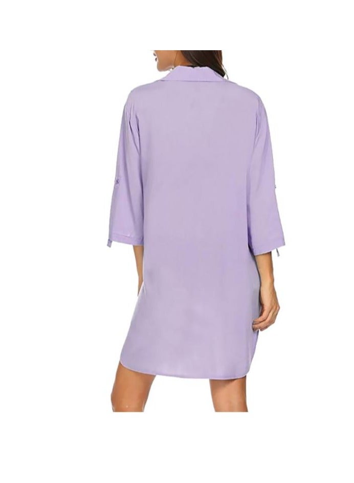 Generic Stylish Beach Summer T-shirt For Everyday Wear With A Breathable Blouse Lady Purple  - Image 3