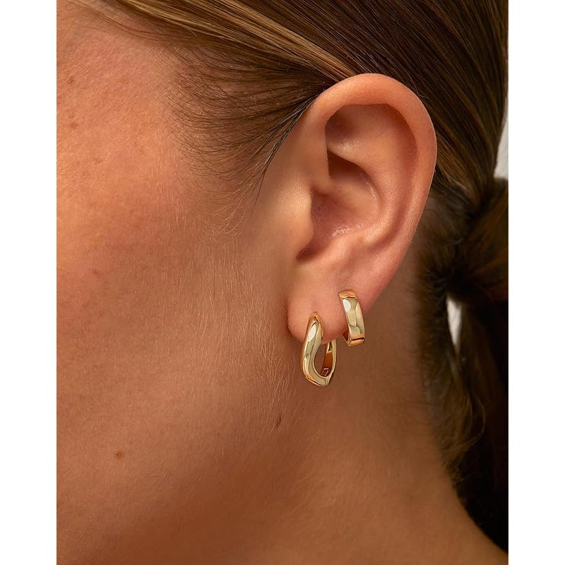 PAVOI 14K Gold Plated Sterling Silver Posts Wavy Huggie Hoops | Twisted Wave Hoop Earrings for Women - Image 2