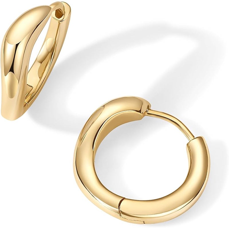 PAVOI 14K Gold Plated Sterling Silver Posts Wavy Huggie Hoops | Twisted Wave Hoop Earrings for Women - Image 5