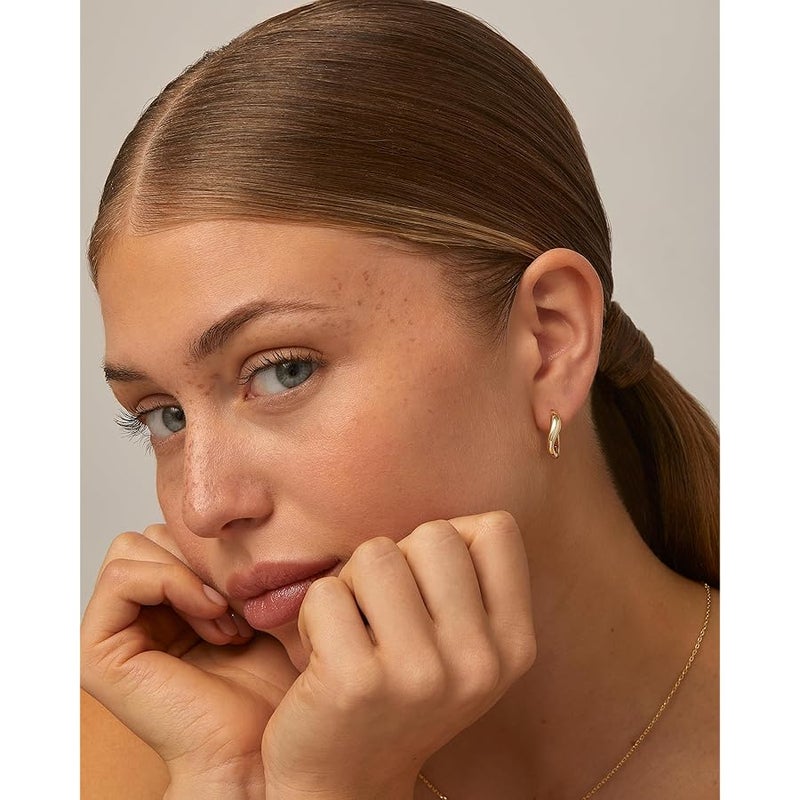 PAVOI 14K Gold Plated Sterling Silver Posts Wavy Huggie Hoops | Twisted Wave Hoop Earrings for Women - Image 4