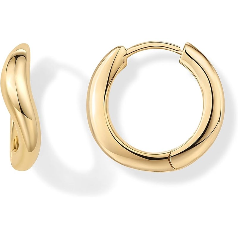 PAVOI 14K Gold Plated Sterling Silver Posts Wavy Huggie Hoops | Twisted Wave Hoop Earrings for Women - Image 1