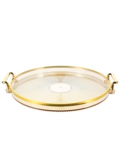Oasisgalore Plastic Decorative Tray – Luxury Round Serving Tray with Handles for Perfume, Jewelry, Fruit, or Makeup Display.  - Image 1