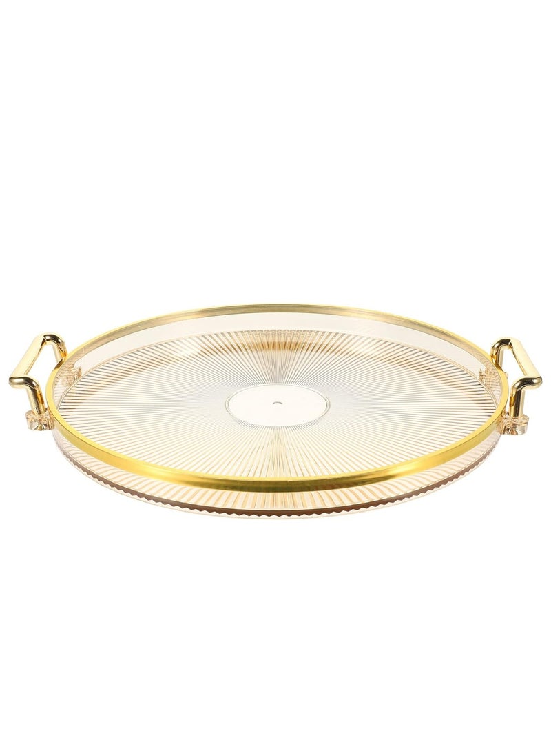 Oasisgalore Plastic Decorative Tray – Luxury Round Serving Tray with Handles for Perfume, Jewelry, Fruit, or Makeup Display.  - Image 1