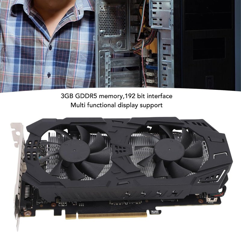 Bewinner Graphics Card, GDDR5 192 Bit 3GB Gaming Graphics Card, Dual Fan Cooling, PCIe 3.0 X16, HD Display Interface Computer GPU - Image 4
