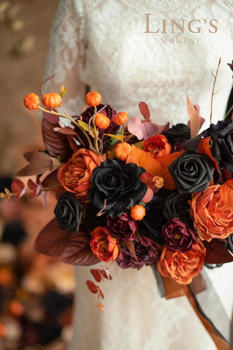 Ling's moment Ling's Moment Artificial Flowers 50Pcs Black Roses Decor w/Stems 3"" Real Touch DIY Foam Floral for Wedding Bouquet/Centerpieces  Outdoors Party Backdrop  Room/Table  and Garden/Pot Decorations  - Image 5