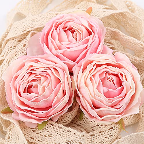 IPOPU Pink Flowers Silk Rose Heads 25PCS Fake Roses Artificial Flowers Real Touch for Wall Decoration Bouquet Flower Heads Bulk Wedding Centerpieces - Image 2