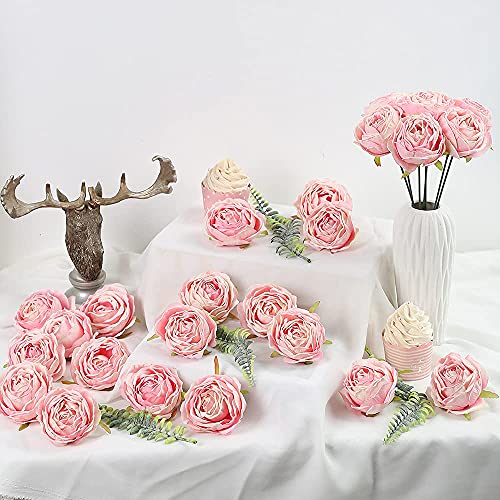 IPOPU Pink Flowers Silk Rose Heads 25PCS Fake Roses Artificial Flowers Real Touch for Wall Decoration Bouquet Flower Heads Bulk Wedding Centerpieces - Image 5