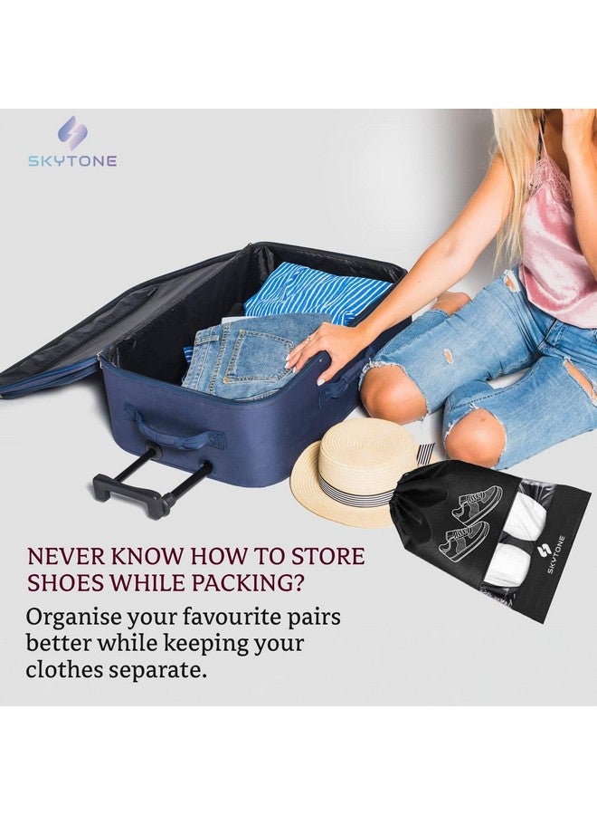 SKYTONE Shoe Bag for Travel & Storage Travel Organizer for Women & Men Travel Accessories Shoe Organizer Shoe Bags Pouches Travel Shoe Cover for Travelling Travel Essentials (Pack of 3) - Image 4