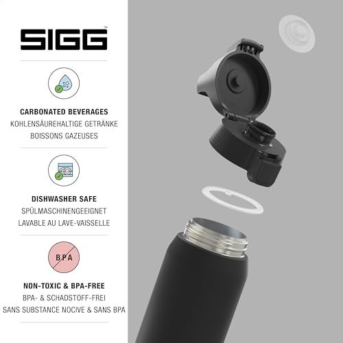 SIGG - Insulated Water Bottle - Shield Therm One Black - Suitable for Carbonated Beverages - Leakproof - Dishwasher Safe - BPA Free - 90% Recycled Stainless Steel - Black - 34 Oz - Image 3
