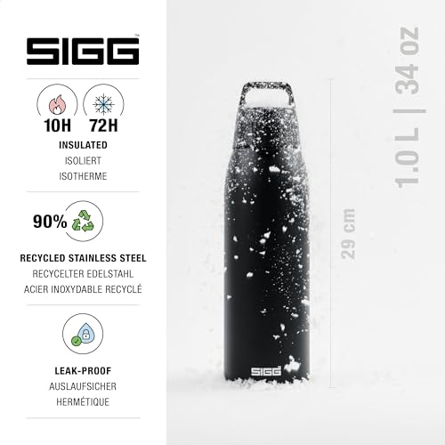 SIGG - Insulated Water Bottle - Shield Therm One Black - Suitable for Carbonated Beverages - Leakproof - Dishwasher Safe - BPA Free - 90% Recycled Stainless Steel - Black - 34 Oz - Image 2