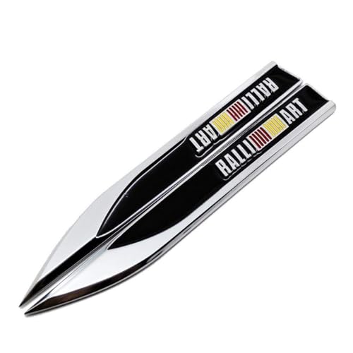 AutoBizarre 3D Raised Set of 2 Side Fender Blade Knife Shape Metal Monogram Emblem Badge Decal Sticker for All Cars & Bikes (Ralli Art) - Image 1