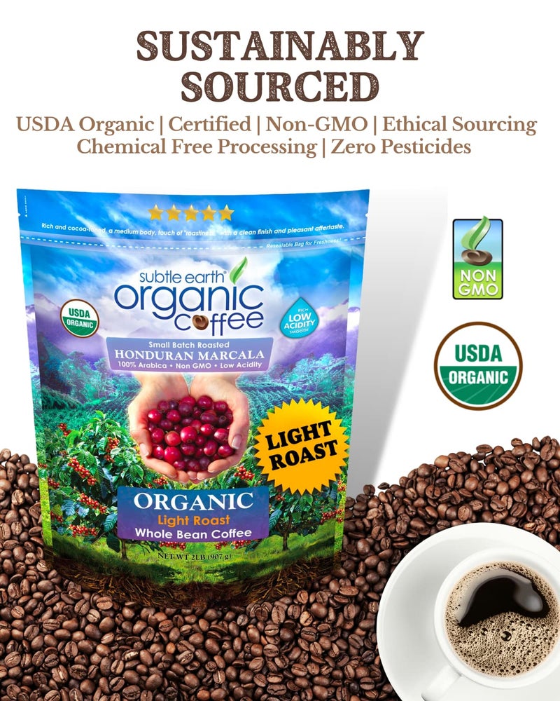 Cafe Don Pablo 2LB Subtle Earth Organic Coffee - Light Roast - Whole Bean Coffee - 100% Arabica Beans - Low Acidity and Non-GMO - 2lb bag - Image 4