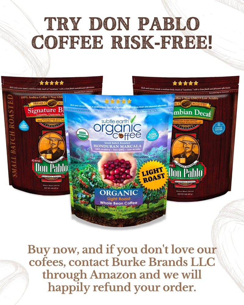 Cafe Don Pablo 2LB Subtle Earth Organic Coffee - Light Roast - Whole Bean Coffee - 100% Arabica Beans - Low Acidity and Non-GMO - 2lb bag - Image 5
