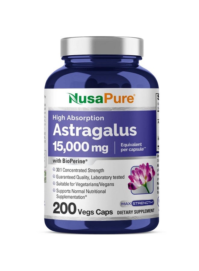 NusaPure نوسابور أستراجالوس 15,000 ملغ لكل كبسولة 200 كبسولة نباتية (نباتية، غير معدلة وراثيًا، نباتية) - Image 1