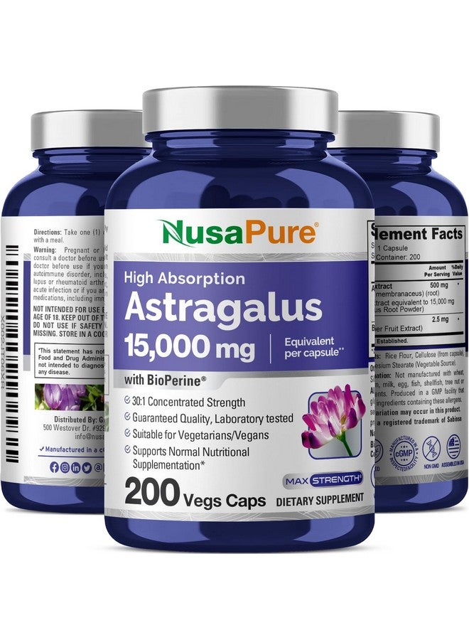 NusaPure نوسابور أستراجالوس 15,000 ملغ لكل كبسولة 200 كبسولة نباتية (نباتية، غير معدلة وراثيًا، نباتية) - Image 5