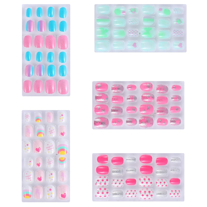 120Pcs Kids Fake Nails Full Cover Press Nails Girls Manicure False Nails - Image 1