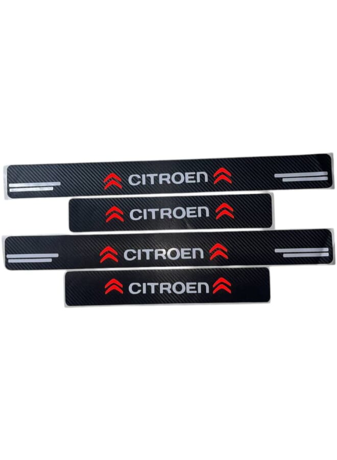 Generic Carbon Fiber Car Door Sill Protector Strip - Citroen Logo - Scratch Resistant - Easy to Install - Suitable for All Citroen Cars  - Image 1