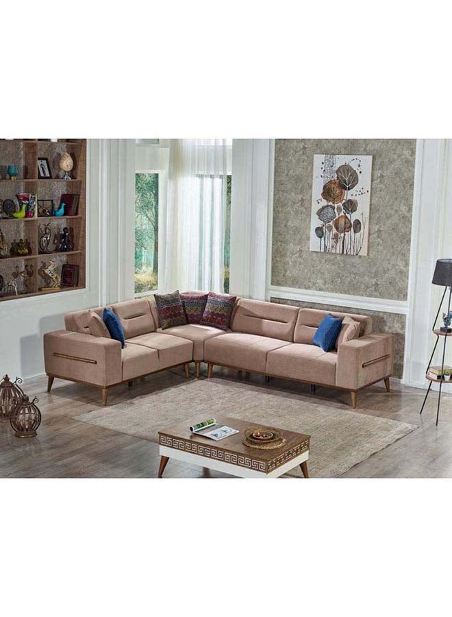 Al Home Velvet Pink L-Shaped Sofa By Alhome - 110111652