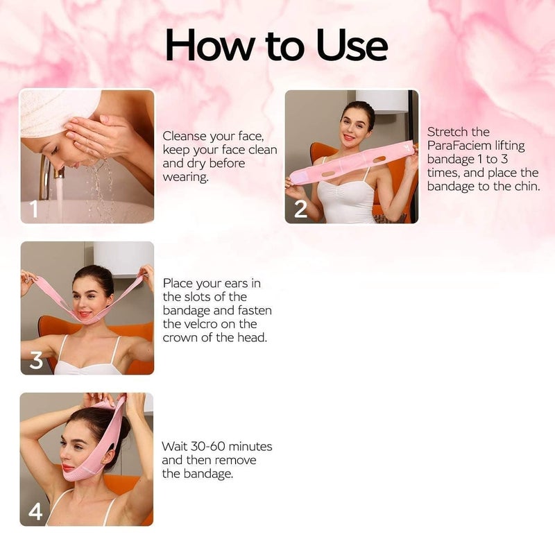 LOMGAV LOMGAV Double Chin Reducer V Line Mask Reusable Facial Slimming Strap V Shaped Belt Jawline Shaper Mask Chin Up Mask Face Lifting Belt Face Lift Tape V Shaped Slimming Face Mask Jaw Exerciser - Image 5