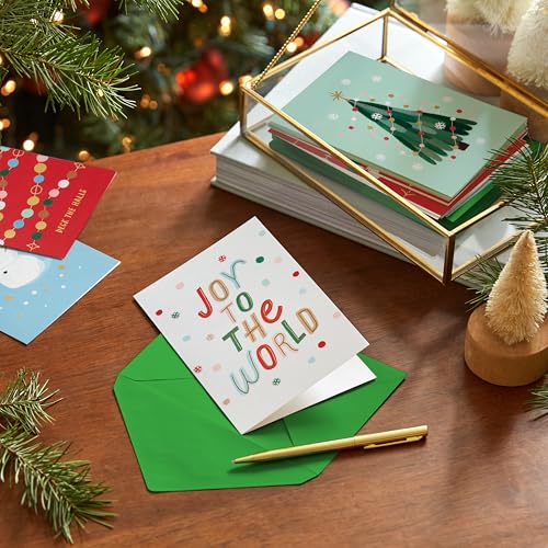 Hallmark Bulk Christmas Card Assortment Playful Icons 72 Cards and 72 Envelopes Joy to the World Deck the Halls Snowman Cocoa Pinecones Tree - Image 3