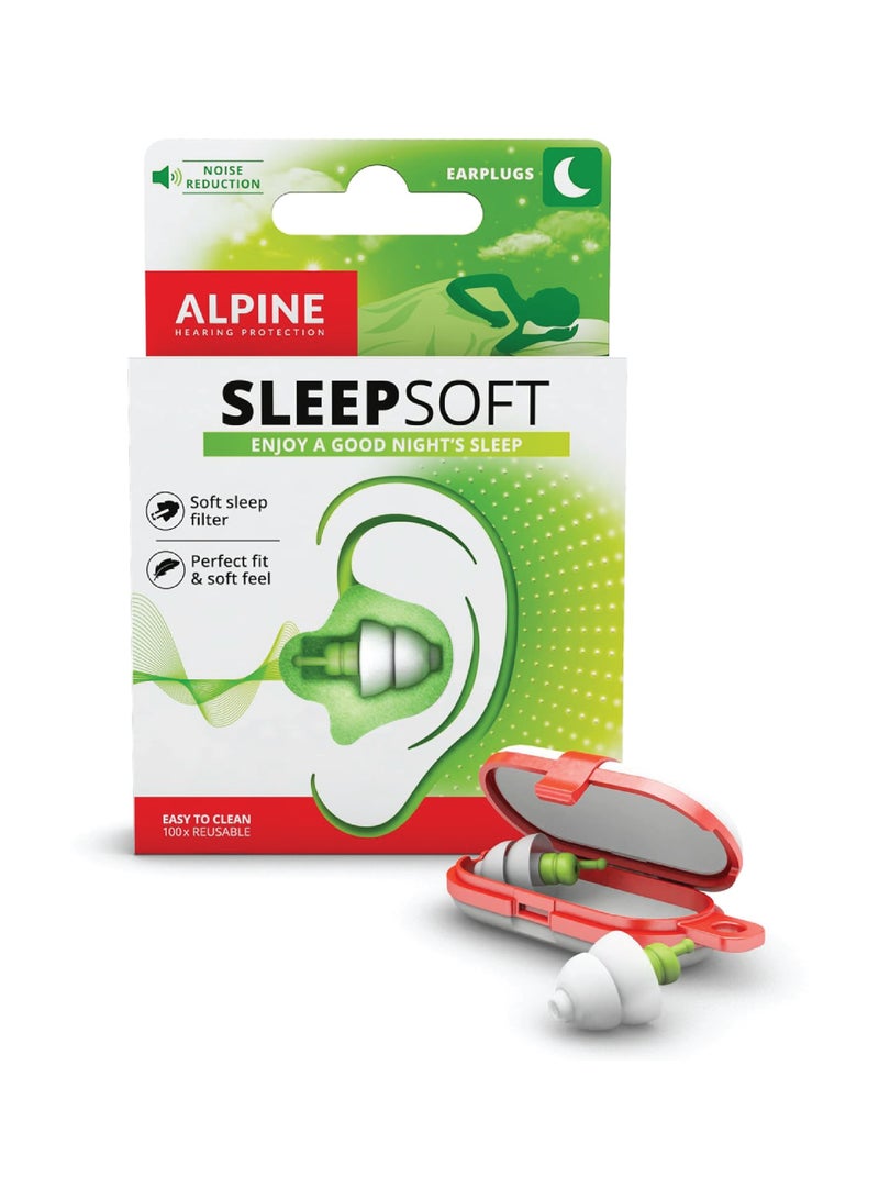 Alpine SleepSoft Sleeping Earplugs – Ultra‑Soft Reusable Side‑Sleeper Filters, Hypoallergenic – Noise Reduction for Better Sleep (1 Pair) - Image 1