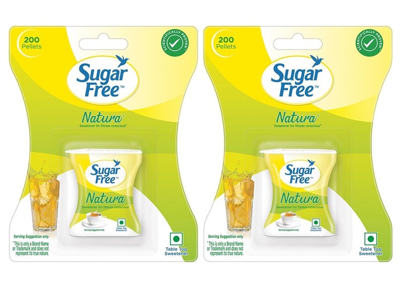 Sugar Free Natura 200 Pellets 17g Pack of 2 – 400 Pellets Low Calorie Sugar Substitute Sweetener for Tea, Coffee, Beverages, Cooking & Baking - Image 1