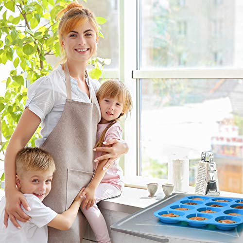 Helpcook Silicone Muffin Pan Cupcake Set, Non-Stick Regular 12 Cups and Mini 24 Cups,Silicone Baking Molds,BPA Free Muffin Tin with 1 Silicone Spatula & 1 Oil Brush (Red) - Image 3