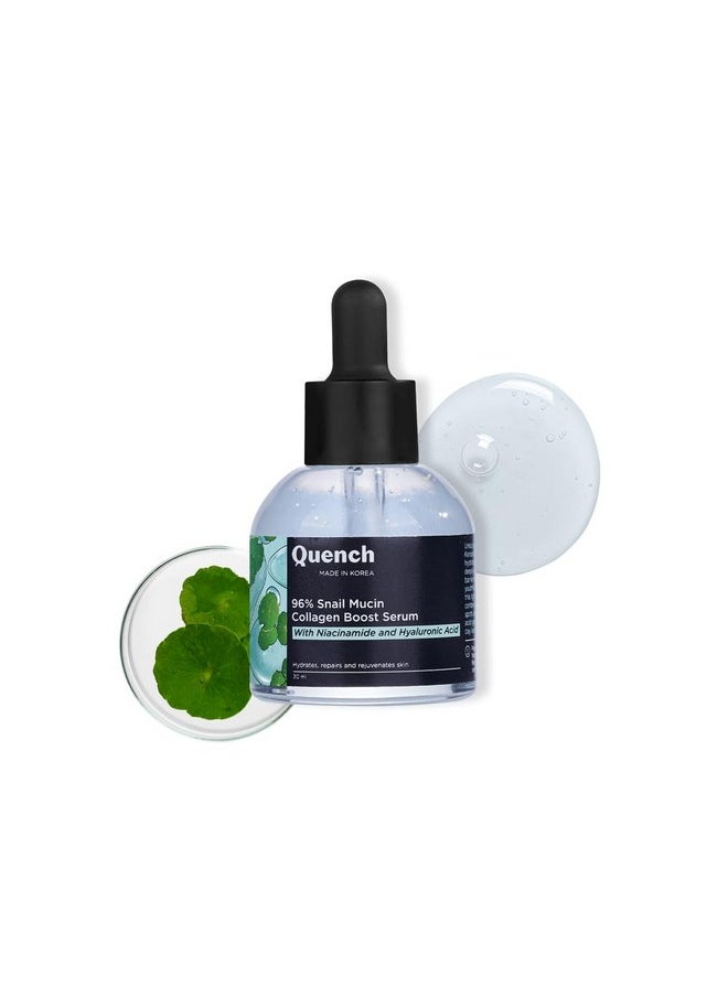 Quench 96% Snail Mucin Collagen Boost Serum With Niacinamide & Hyaluronic Acid | 72 Hours Hydration | Formulated & Made In Korea | Dewy Soft & Plump Skin | Prevents Early Signs Of Ageing (30Ml) - pzsku/ZF0F5CB054A697CE96520Z/45/_/1733729910/2019b31c-0970-45ec-ab14-8b8611d20b2e