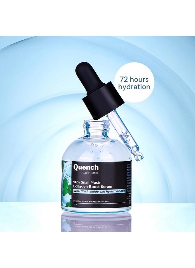 Quench 96% Snail Mucin Collagen Boost Serum With Niacinamide & Hyaluronic Acid | 72 Hours Hydration | Formulated & Made In Korea | Dewy Soft & Plump Skin | Prevents Early Signs Of Ageing (30Ml) - pzsku/ZF0F5CB054A697CE96520Z/45/_/1733729946/fbf0e6e8-44d5-4a4a-a555-a21c97ca36fc