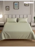 MULBERRY LIVING 100% Cotton King Fitted Bedsheet with 2 Pillow covers - 300Tc Urban Grid - Pearl