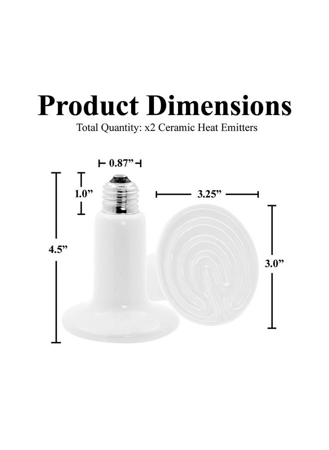 Mandala Crafts Mandala Crafts Heat Lamp for Reptiles - Ceramic Heat Emitter Infrared Light Bulb with No Light for Chicken Coop Turtle Bearded Dragon Dog Pet Brooder 100W Pack of 2 White  - Image 2