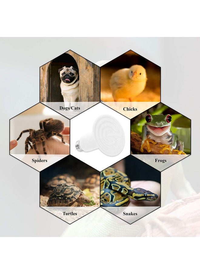 Mandala Crafts Mandala Crafts Heat Lamp for Reptiles - Ceramic Heat Emitter Infrared Light Bulb with No Light for Chicken Coop Turtle Bearded Dragon Dog Pet Brooder 100W Pack of 2 White  - Image 5