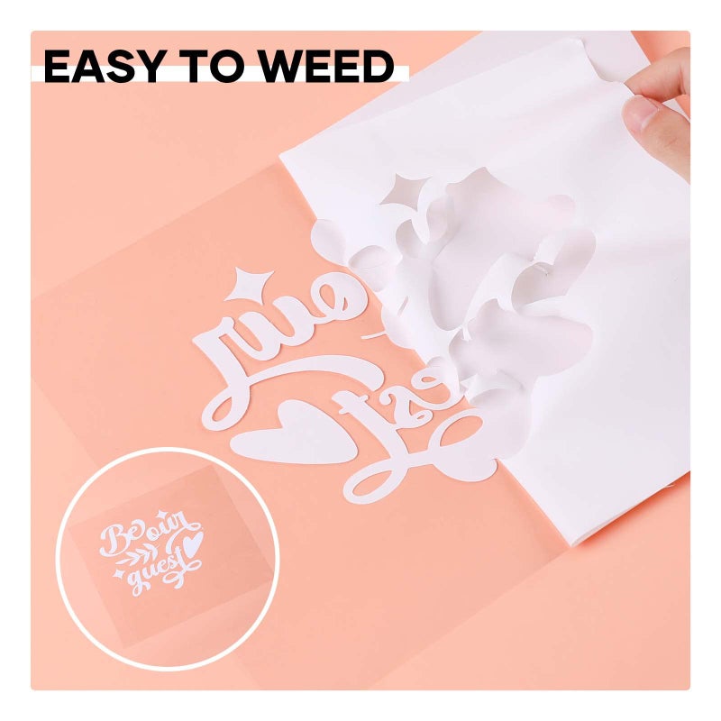 HTVRONT Heat Transfer Vinyl White Iron on Vinyl-12 x 60FT White HTV Vinyl Roll Easy to Cut & Weed for Heat Vinyl Design - Image 5