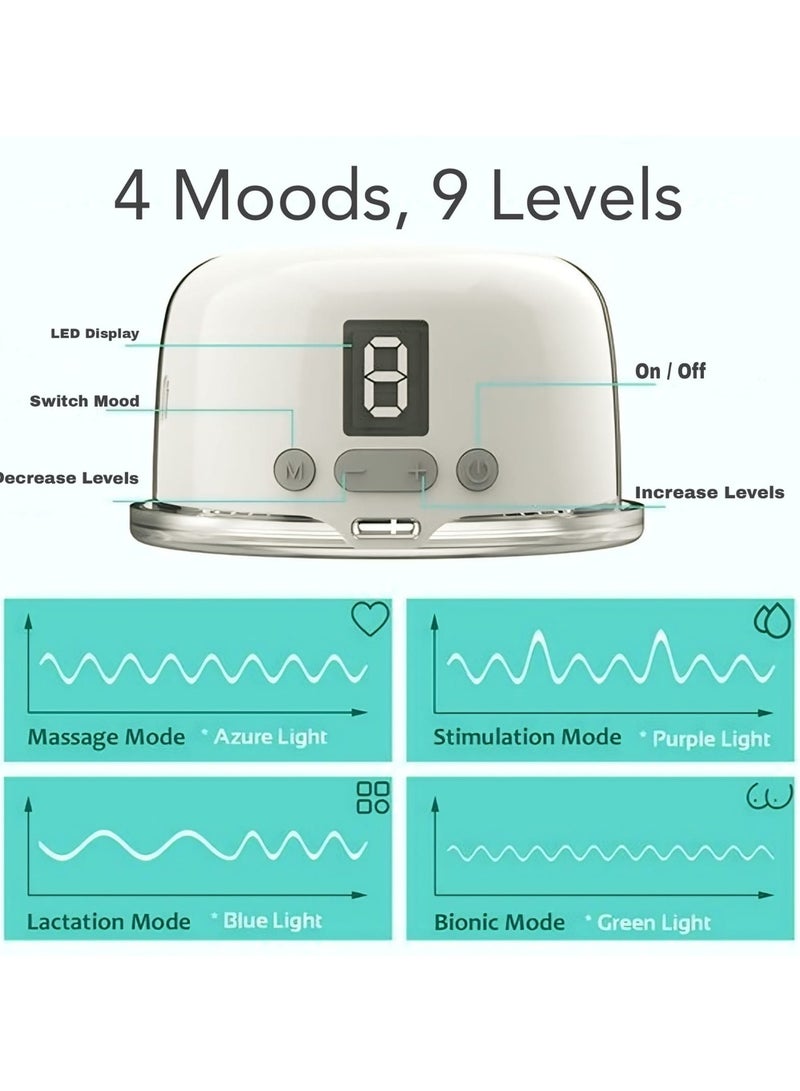 لا فروتا مضخة ثدي لا فروتا موم بدون استخدام اليدين، كوب 150 مل، خفيفة الوزن، مضخة يمكن ارتداؤها مع حافة مريحة، 4 أوضاع و9 مستويات، مضخة ثدي كهربائية محمولة لسهولة الضخ، شاشة ذكية، لاسلكية، تتضمن أكياس تخزين الحليب المجانية. - Image 5