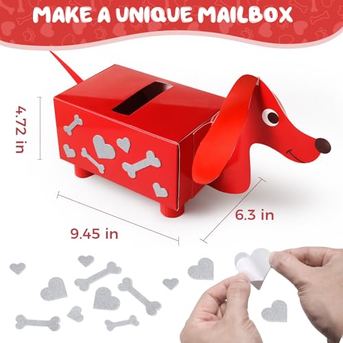 Gloween Valentines Day Boxes and Cards for Kids Classroom School Exchange, Great Party Favors Valentines Gifts for Boys Girls - 1 DIY Puppy Box, 32 Valentine Cards, 1 Teacher Card - Image 4