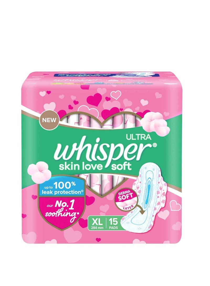 Whisper Ultra Soft Sanitary Pads for Women, XL, 15 Napkins (Pack of 1) - Image 1