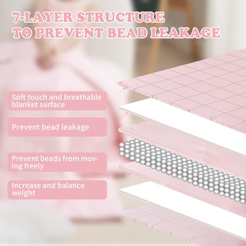 HOSUKKO Weighted Blanket - 7 lbs Pink Heavy Blanket - Small Size Breathable Lap Blanket(41"x60", 7 lbs) - Image 5