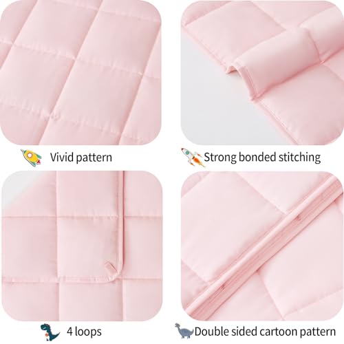 HOSUKKO Weighted Blanket - 7 lbs Pink Heavy Blanket - Small Size Breathable Lap Blanket(41"x60", 7 lbs) - Image 3