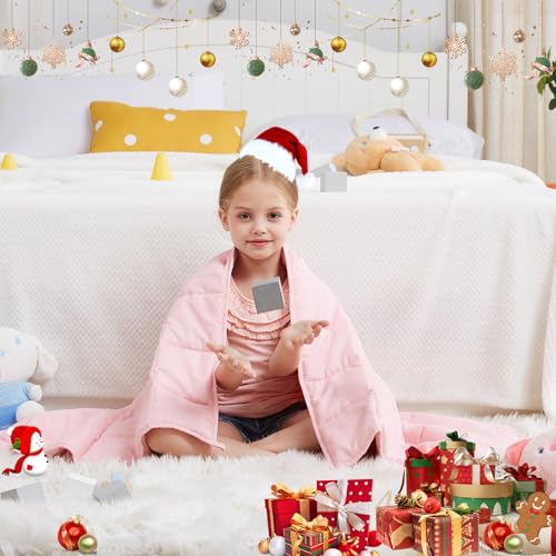HOSUKKO Weighted Blanket - 7 lbs Pink Heavy Blanket - Small Size Breathable Lap Blanket(41"x60", 7 lbs) - Image 4