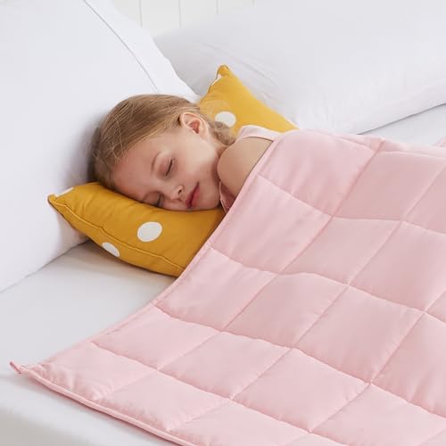 HOSUKKO Weighted Blanket - 7 lbs Pink Heavy Blanket - Small Size Breathable Lap Blanket(41"x60", 7 lbs) - Image 1